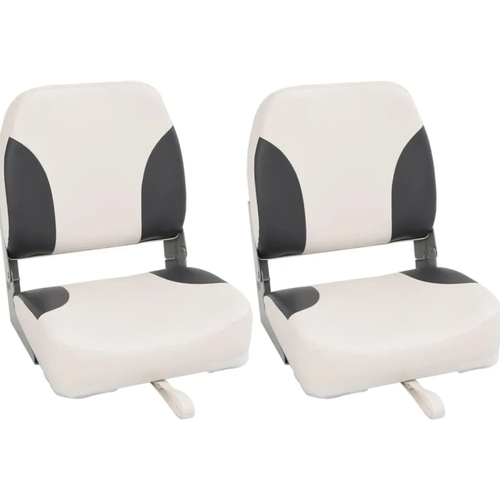 vidaXL Asientos de barco plegables con respaldo alto 2 uds 41x36x48 cm gris oscuro y blanco Sale
