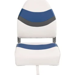 vidaXL Asientos de barco plegables con respaldo alto 2 uds 44x38x55 cm Blanco y azul Hot