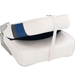 vidaXL Asientos de barco plegables con respaldo alto 2 uds 44x38x55 cm Blanco y azul Hot