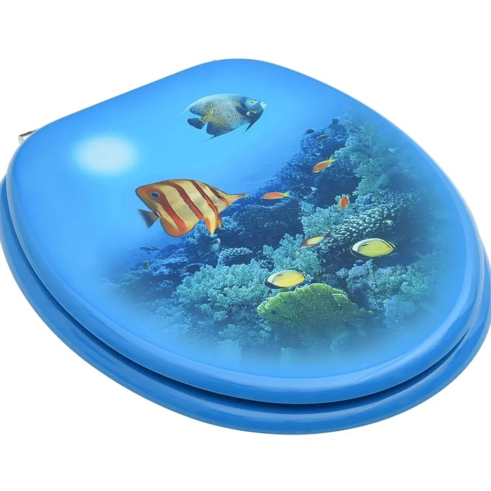 vidaXL Fontanería-Asientos de inodoro con tapa 2 uds MDF diseño fondo submarino