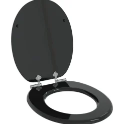 vidaXL Asientos de inodoro con tapas de cierre suave 2 uds MDF negro Clearance
