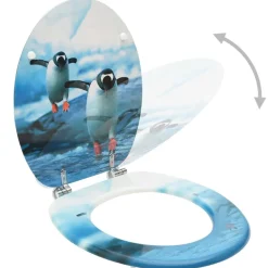 vidaXL Asientos de inodoro con tapa 2 unidades MDF diseño de pingüinos Sale