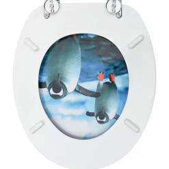 vidaXL Asientos de inodoro con tapa 2 unidades MDF diseño de pingüinos Sale