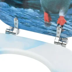 vidaXL Asientos de inodoro con tapa 2 unidades MDF diseño de pingüinos Sale