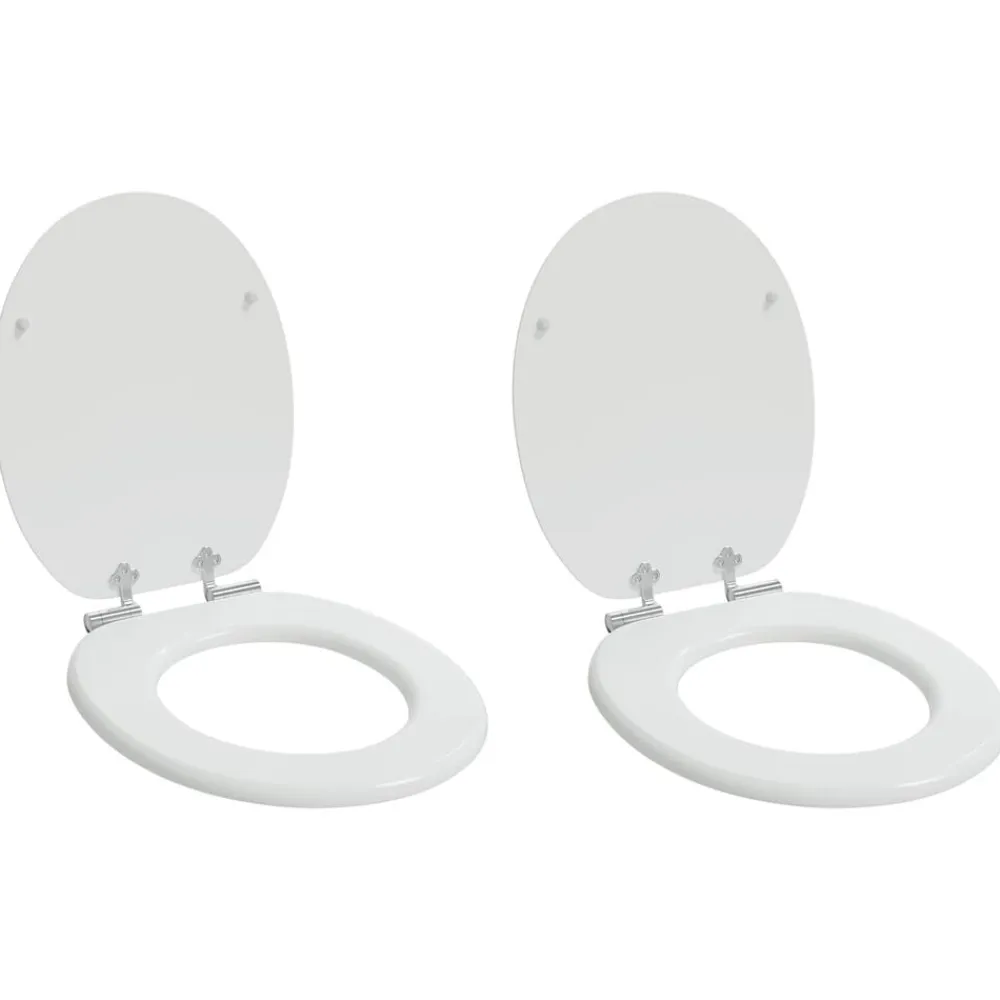 vidaXL Asientos de inodoro con tapas de cierre suave 2 uds MDF blanco Outlet