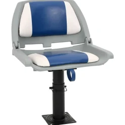 vidaXL Asientos plegables de barco 2 uds 48x51x41 cm Azul y blanco Hot