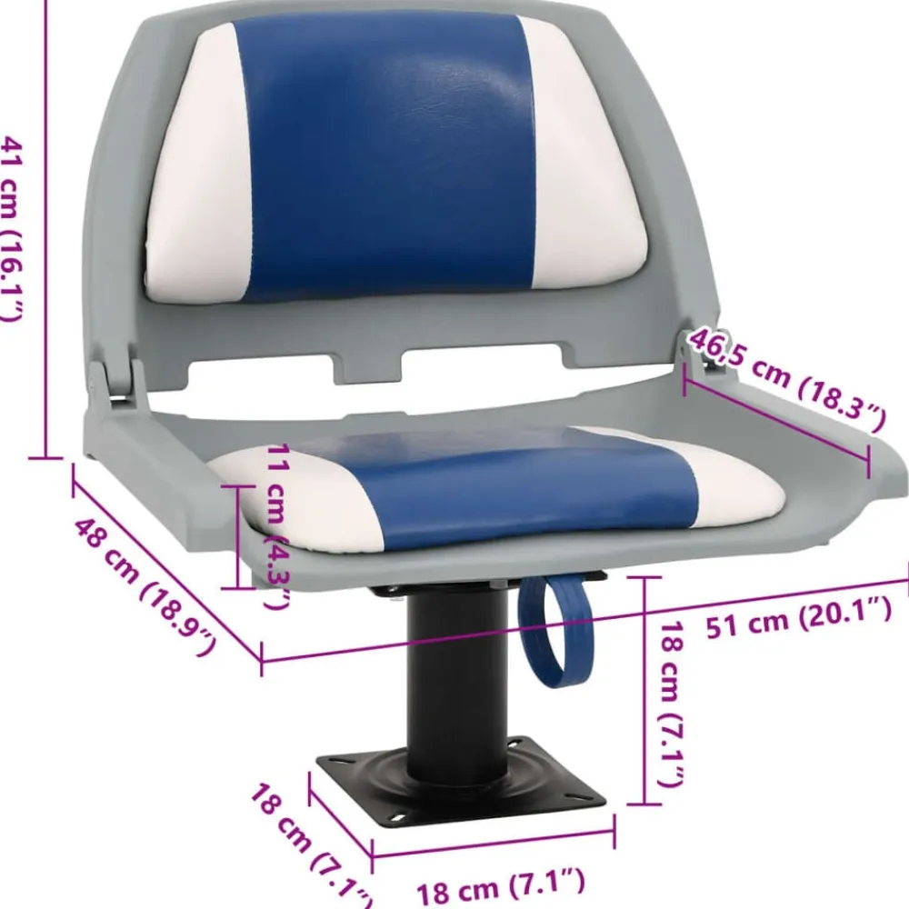vidaXL Asientos plegables de barco 2 uds 48x51x41 cm Azul y blanco New