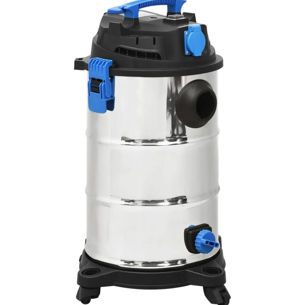 vidaXL Electrodomésticos-Aspirador en seco y húmedo plateado 1200 W 30 L