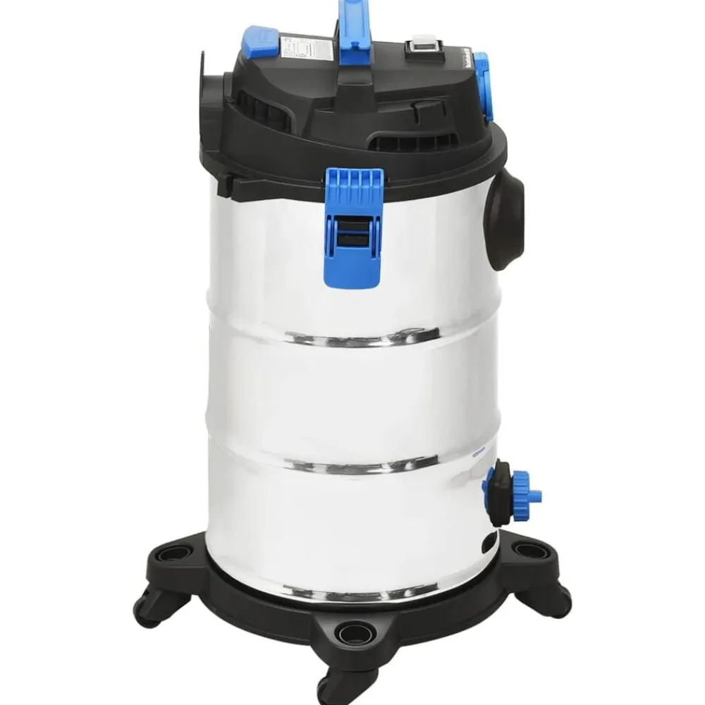 vidaXL Electrodomésticos-Aspirador en seco y húmedo plateado 1200 W 30 L
