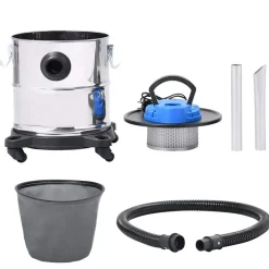 vidaXL Electrodomésticos-Aspiradora de cenizas filtro HEPA 1200 W 20 L acero inoxidable