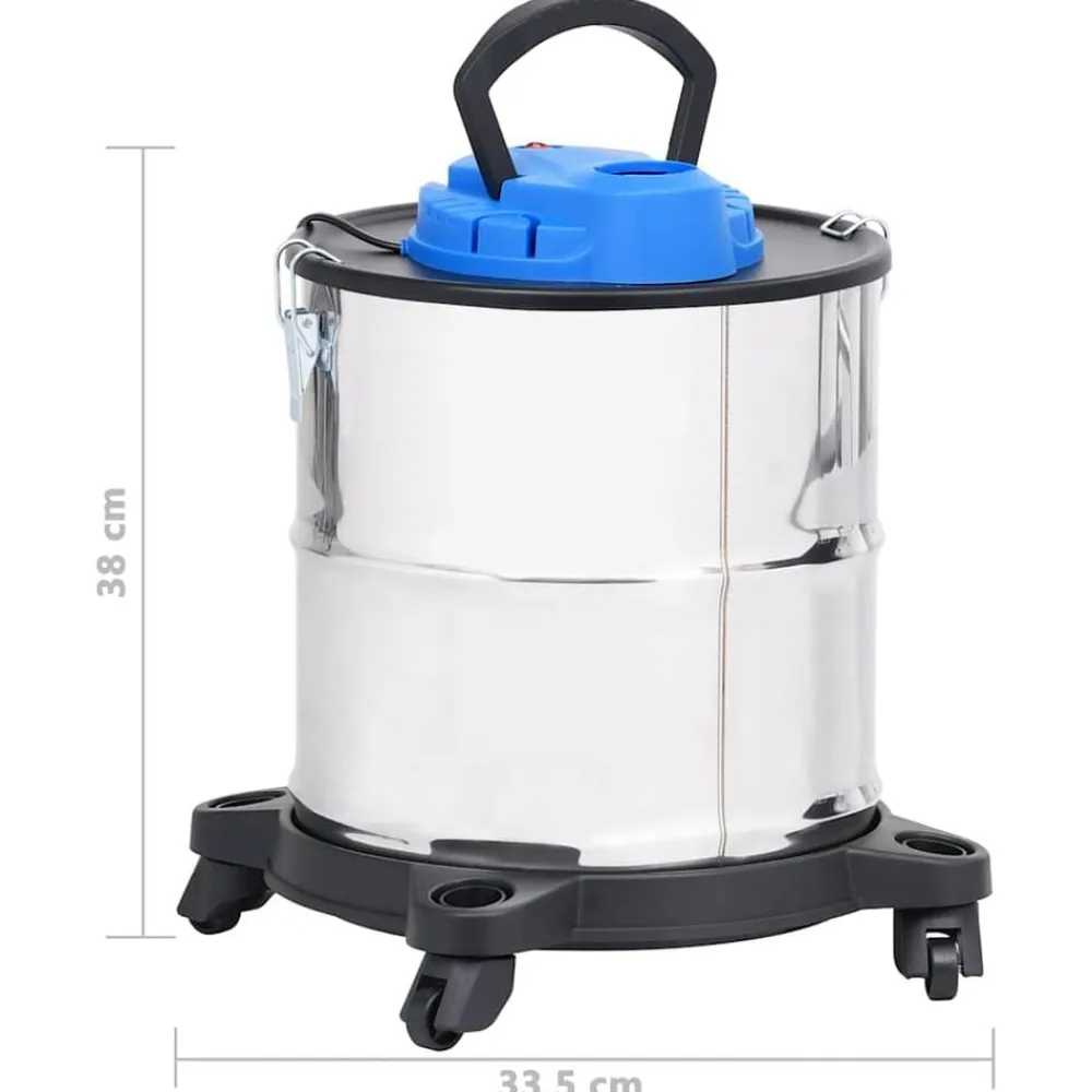 vidaXL Electrodomésticos-Aspiradora de cenizas filtro HEPA 1200 W 20 L acero inoxidable