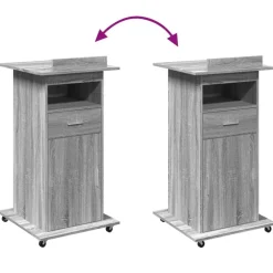 vidaXL Mobiliario De Oficina-Atril con ruedas y cajón madera 55x55x107 cm