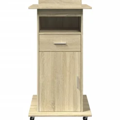 vidaXL Atril con ruedas y cajón madera 55x55x107 cm Roble Sonoma Discount