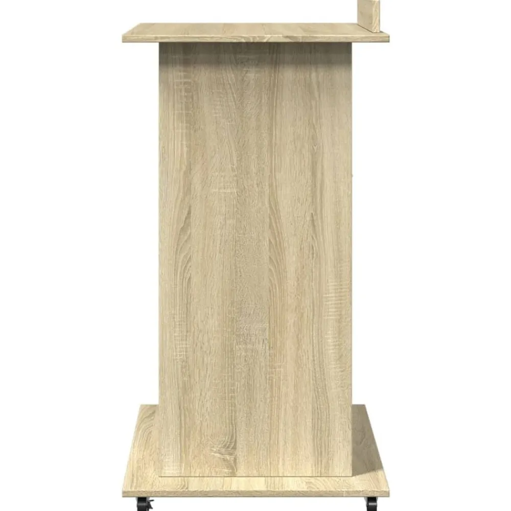 vidaXL Atril con ruedas y cajón madera 55x55x107 cm Roble Sonoma Discount