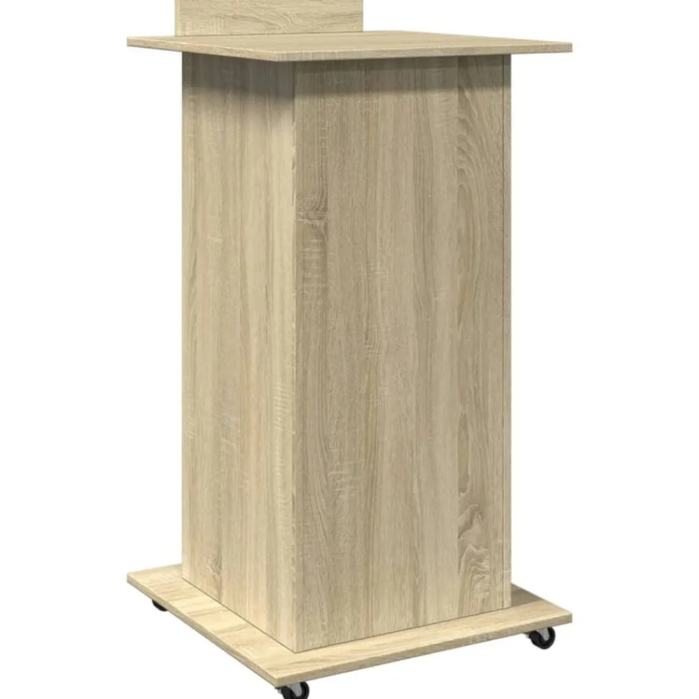 vidaXL Atril con ruedas y cajón madera 55x55x107 cm Roble Sonoma Discount