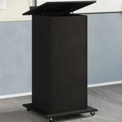 vidaXL Atril con ruedas y cajón madera ingeniería 55x55x107 cm Negro New