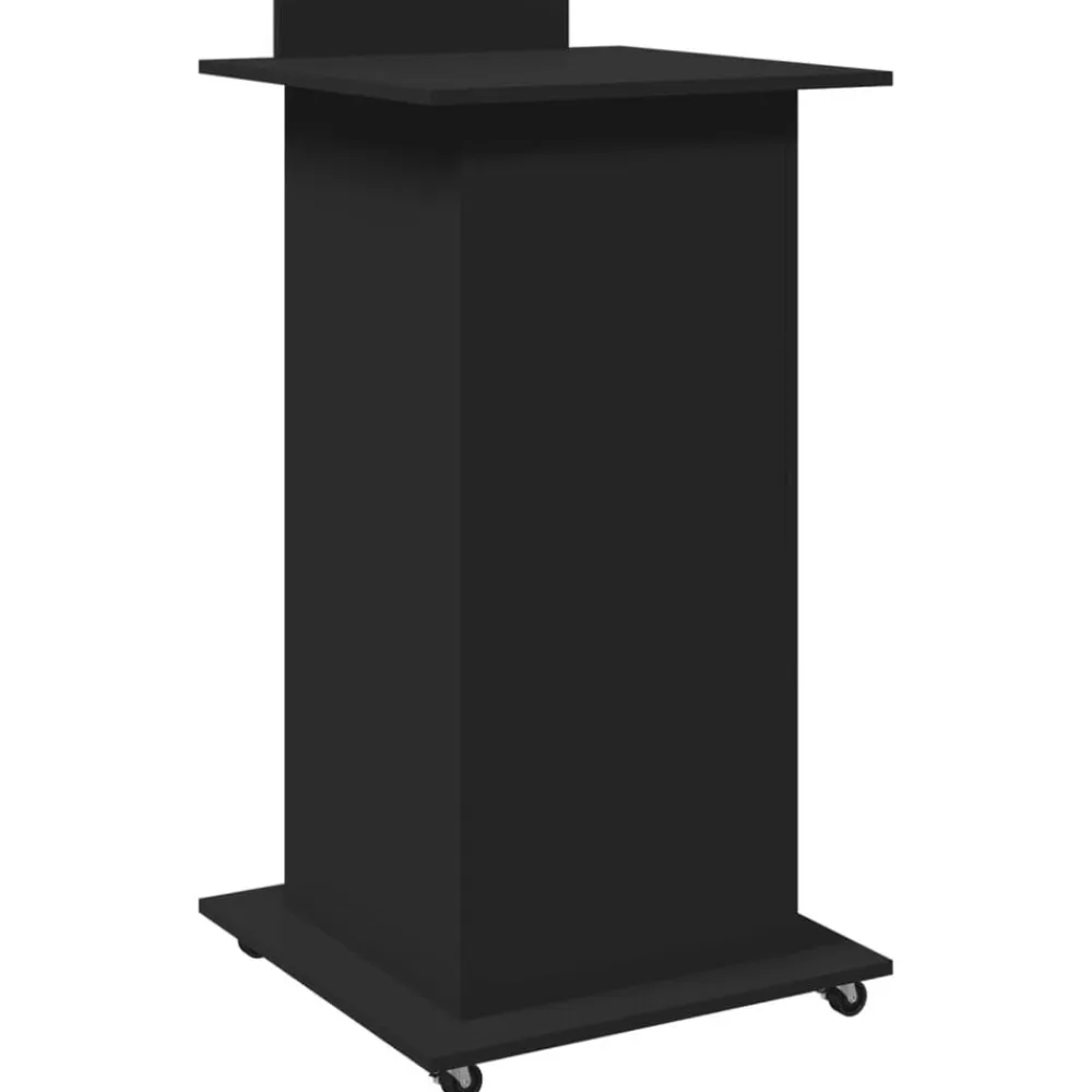 vidaXL Atril con ruedas y cajón madera ingeniería 55x55x107 cm Negro New