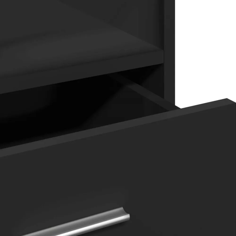 vidaXL Atril con ruedas y cajón madera ingeniería 55x55x107 cm Negro New