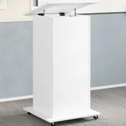 vidaXL Mobiliario De Oficina-Atril con ruedas y cajón madera ingeniería 55x55x107 cm