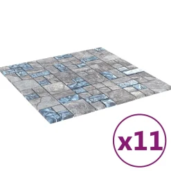 vidaXL Azulejo Mosaico 11 pcs 50 x 50 cm Cristal Gris y azul Sale