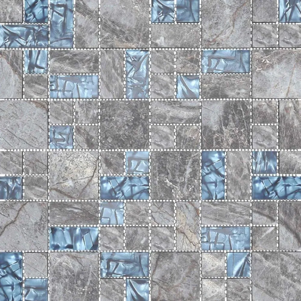 vidaXL Azulejo Mosaico 11 pcs 50 x 50 cm Cristal Gris y azul Sale