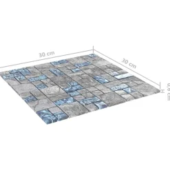 vidaXL Azulejo Mosaico 11 pcs 50 x 50 cm Cristal Gris y azul Sale