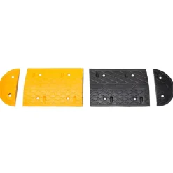 vidaXL Avisos-Badén de velocidad caucho amarillo y negro 129x32,5x4 cm