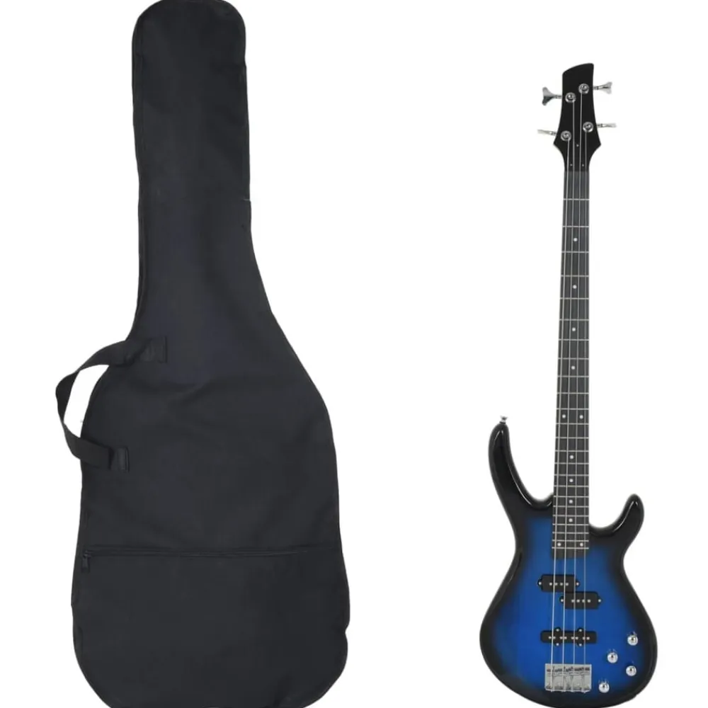 vidaXL Bajo eléctrico para principiantes con funda azul negro 4/4 46" Azul y negro Outlet