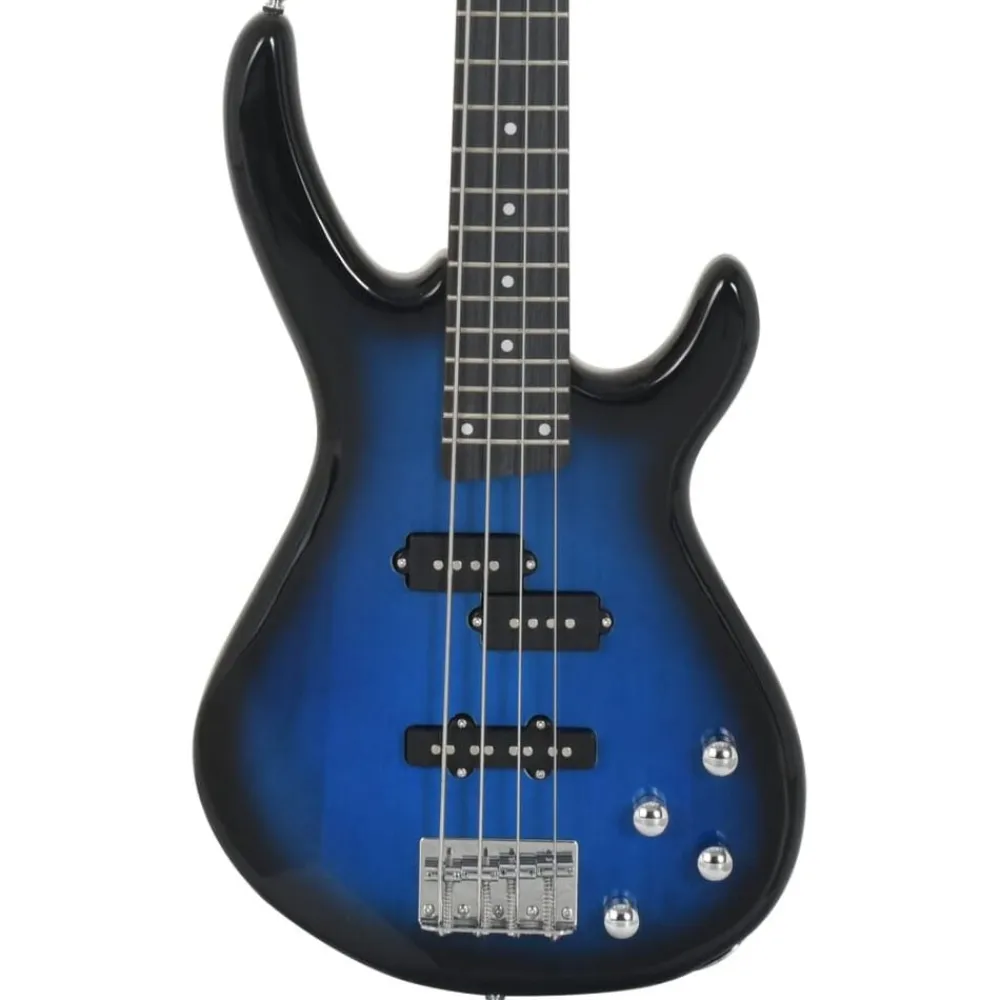 vidaXL Bajo eléctrico para principiantes con funda azul negro 4/4 46" Azul y negro Outlet