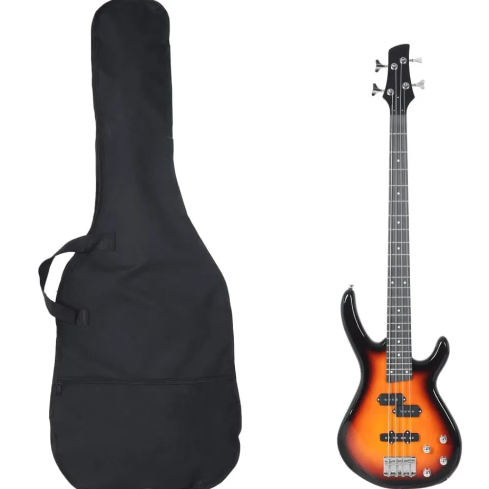 vidaXL Bajo eléctrico para principiantes y funda marrón negro 4/4 46" Marrón y negro Sale