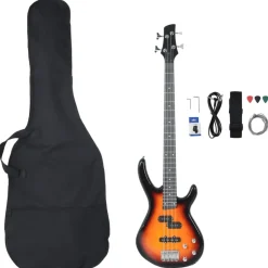 vidaXL Bajo eléctrico para principiantes y funda marrón negro 4/4 46" Marr&oacute;n y negro Sale
