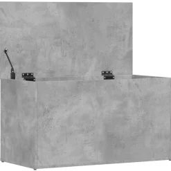 vidaXL Baúl almacenaje madera contrachapada gris hormigón 84x42x46 cm Gris hormig&oacute;n Outlet