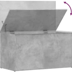 vidaXL Baúl almacenaje madera contrachapada gris hormigón 84x42x46 cm Gris hormig&oacute;n Outlet