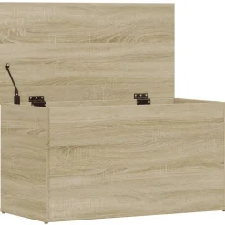 vidaXL Armarios Y Almacenamiento-Baúl de almacenaje madera contrachapada color roble 84x42x46cm