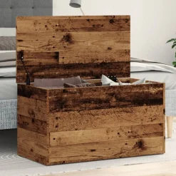 vidaXL Armarios Y Almacenamiento-Baúl de almacenamiento madera ingeniería envejecida 84x42x46 cm