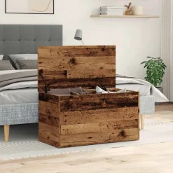 vidaXL Armarios Y Almacenamiento-Baúl de almacenamiento madera ingeniería envejecida 84x42x46 cm