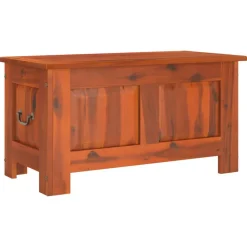 vidaXL Baúl de almacenamiento con tapa madera maciza de acacia marrón Marr&oacute;n Best