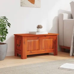 vidaXL Baúl de almacenamiento con tapa madera maciza de acacia marrón Marr&oacute;n Best