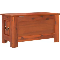 vidaXL Baúl de almacenamiento con tapa madera maciza de acacia marrón Marr&oacute;n Best