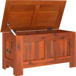 vidaXL Baúl de almacenamiento con tapa madera maciza de acacia marrón Marr&oacute;n Best