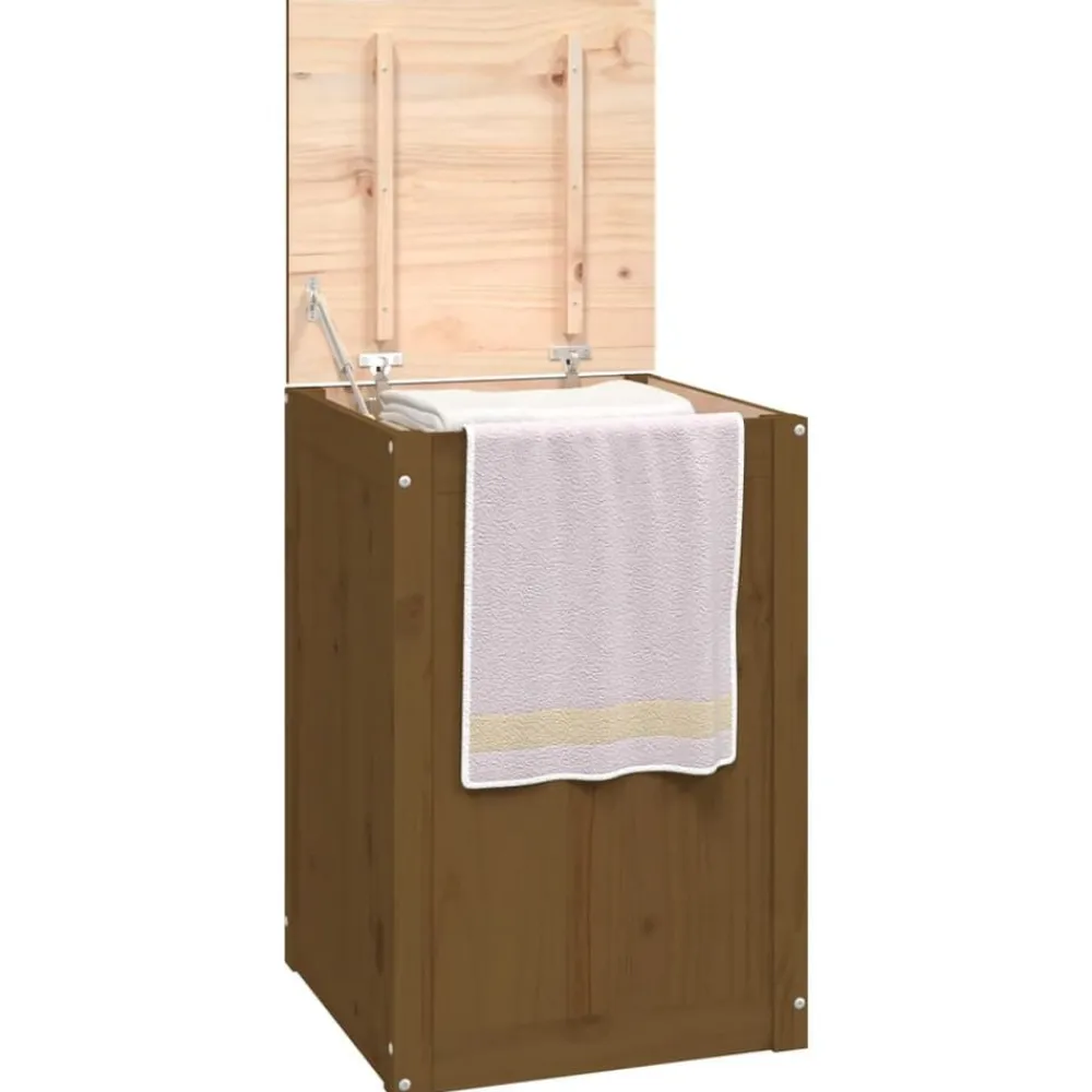 vidaXL Baúl para colada madera maciza pino marrón miel 44x44x66 cm Marrón miel Best