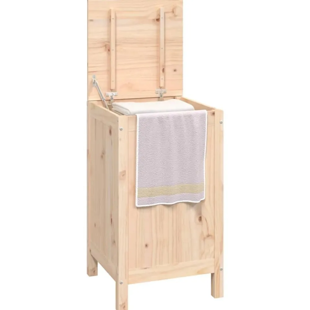 vidaXL Productos Del Hogar-Baúl para la colada madera maciza de pino 44x44x76 cm