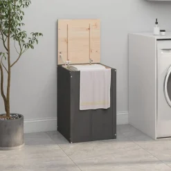 vidaXL Productos Del Hogar-Baúl para la colada madera maciza de pino 44x44x66 cm