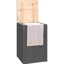 vidaXL Productos Del Hogar-Baúl para la colada madera maciza de pino 44x44x66 cm