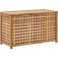 vidaXL Productos Del Hogar-Baúl para la ropa sucia madera maciza nogal 77,5x37,5x46,5 cm