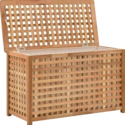 vidaXL Productos Del Hogar-Baúl para la ropa sucia madera maciza nogal 77,5x37,5x46,5 cm