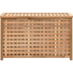 vidaXL Productos Del Hogar-Baúl para la ropa sucia madera maciza nogal 77,5x37,5x46,5 cm