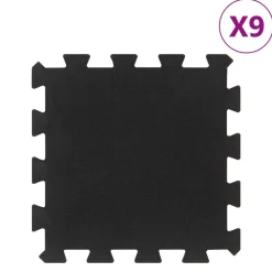 vidaXL Baldosas de suelo de goma 9 unidades negro 16 mm 30x30 cm