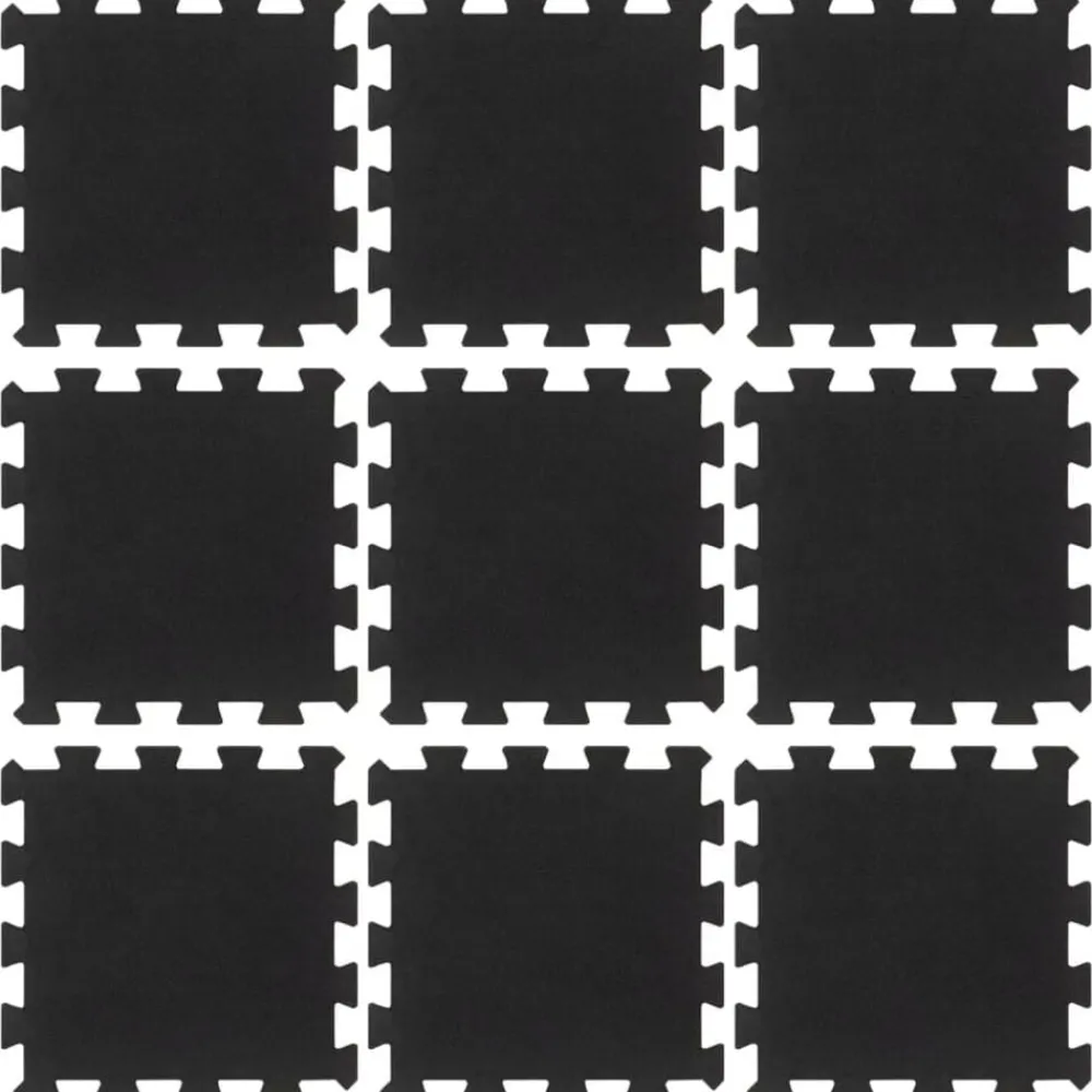 vidaXL Baldosas de suelo de goma 9 unidades negro 16 mm 30x30 cm