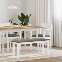 vidaXL Bancos-Banco 110 cm madera maciza caucho blanco